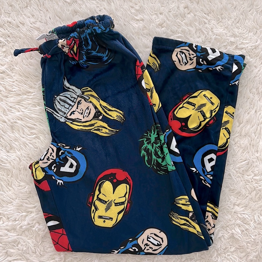 Marvel Pajamas Fleece Men's Size Small Iron Man Captain America Disney